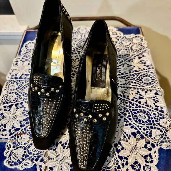 Black Mock Croc, Snake and Suede Court shoes by J. Renee, c1990 - Sz 8M - Picture 6 of 15